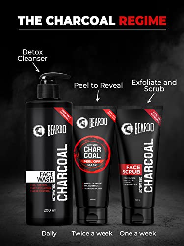 Beardo Activated Charcoal Face Wash for men, 200ml | For Deep Pore Cleaning and Removes Dirt | face wash for acne and pimples | face wash for oily skin (Pack of 4)